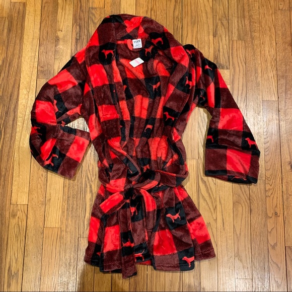 Vs pink dog red and black plaid robe - Picture 3 of 6